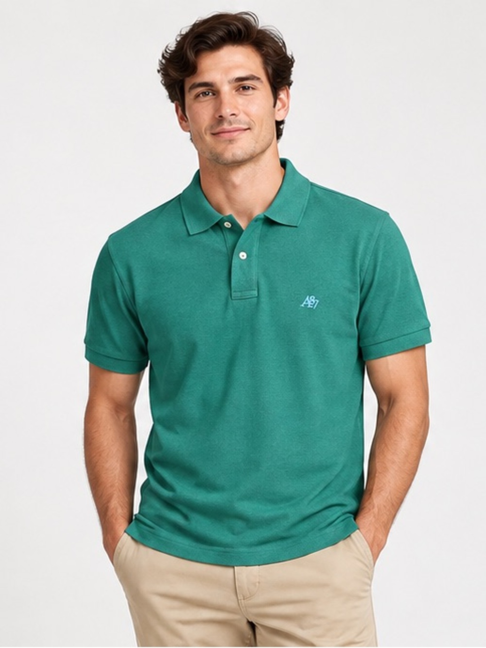 Aéropostale A87 Men’s Medium Teal Green Embroidered Logo Polo